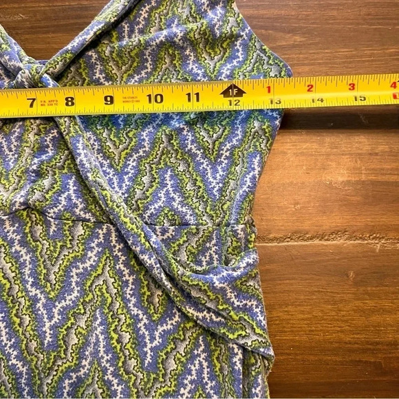 Free People Vintage Artsy Dress 90's Y2K Green Blue Small Boho Printed Festival - Picture 8 of 10